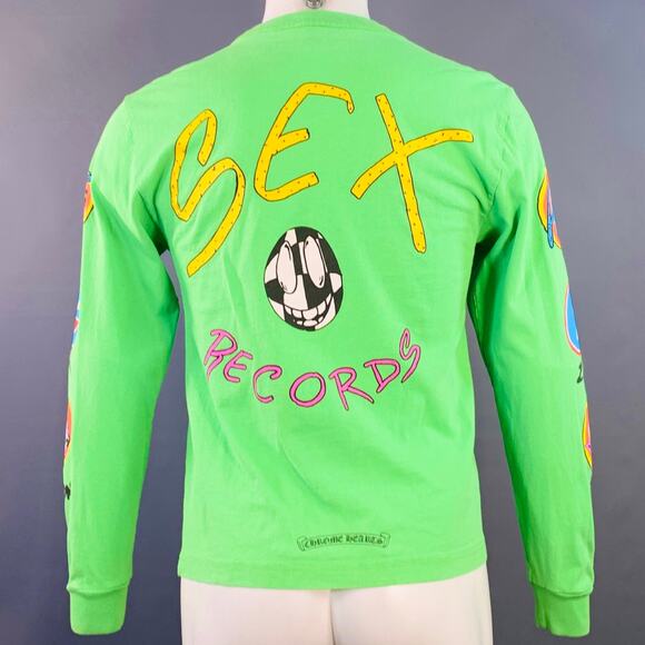 CHROME HEARTS Size S Sex Records Green Graphic Cotton Long Sleeve T-shirt - Picture 5 of 12